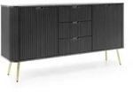 Masseno Sideboard, Schwarz, Gold, Holzwerkstoff, 3 Schubladen, 168x87x39 cm,