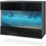 Vladon Kommode, Schwarz Hochglanz, Holzwerkstoff, 92.5x73.5x35 cm, Wohnzimmer,