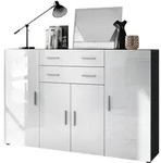 Vladon Highboard, Wei&szlig; Hochglanz, Holzwerkstoff, 166.5x106.5x35 cm, Wohnzimmer,