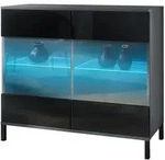 Vladon Kommode, Schwarz Hochglanz, Holzwerkstoff, 92.5x83.5x35 cm, Wohnzimmer,