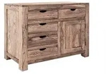 Massivmoebel24 Kommode, Grau, Holz, Echtholz,Sheesham, 1 F&auml;cher, 5 Schubladen,