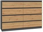 CDF Kommode, Anthrazit, Eiche Artisan, Holzwerkstoff, 138x97x40 cm, Wohnzimmer,
