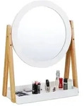 Relaxdays Kosmetikspiegel, Mehrfarbig, Holz, Holzwerkstoff, Glas, 43x57x22 cm,