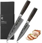 Wakoli Chefmesser-Set, Braun, Holz, Metall, Nachbildung, Kochen, K&uuml;chenmesser,