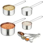 Relaxdays Messset, Silber, Metall, Backen, Backhelfer, Messbecher