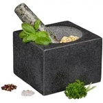 Relaxdays M&ouml;rser, Anthrazit, Stein, 14.5x10.5x14.5 cm, Tischkultur & Servieren,