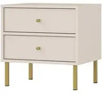 Masseno Nachttisch, Beige, Holzwerkstoff, 2 Schubladen, 51.8x50x40.8 cm,