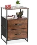 Relaxdays Nachttisch, Dunkelbraun, Holzwerkstoff, Metall, Holz, 45x70x40 cm,