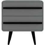 Mid.you Nachttisch Chantal, Grau, Holzwerkstoff, 2 Schublade(n) Schubladen,