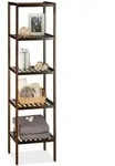 Relaxdays Badregal, Dunkelbraun, Holz, 34.5x139.5x33 cm, Badezimmer,