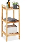 Relaxdays Badregal, Hellbraun, Holz, 35x81x35 cm, Badezimmer, Badezimmerregale,
