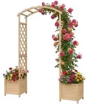Relaxdays Rosenbogen, Beige, Holz, 180x206x40 cm, Gartenzubeh&ouml;r, Gartendeko