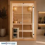 Sanotechnik Sauna, Natur, Holz, Glas, Hemlocktanne, 120x200x130 cm, Freizeit,