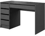 WFL Group Schreibtisch, Anthrazit, Holzwerkstoff, Nachbildung, 5 Schubladen,