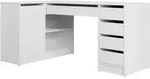 Mirjan24 Eckschreibtisch, Wei&szlig;, Kunststoff, 5 Schubladen, Rechteckig,Rechteckig,