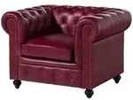 Massivmoebel24 Sessel, Rot, Leder, Echtholz, 1-Sitzer, Quadratisch, 105x75x82...