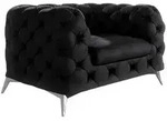 S-Style Chesterfield-Sessel, Schwarz, Textil, Echtholz,Birke, Buche, 1-Sitzer,