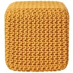 Homescapes Strick-Pouf, Currygelb, Textil, Uni, Quadratisch, 35x35x35 cm,...