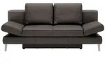 Novel Schlafsofa, Dunkelbraun, Metall, Echtleder, Rindleder, Uni, 2-Sitzer,...
