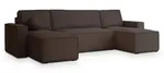 Masseno Wohnlandschaft, Braun, Kunststoff, 5-Sitzer, U-Form, 306x85x140 cm,