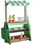 Teamson Kids Marktstand, Gr&uuml;n, Holzwerkstoff, 28x101x62 cm, Spielzeug,