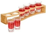 Relaxdays Schnapsbrett, Hellbraun, Holz, Glas, Essen & Trinken, Gl&auml;ser,