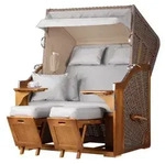 bene living Strandkorb, Hellgrau, Holz, 2-Sitzer, F&uuml;llung: