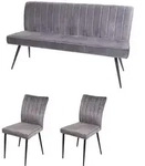 MCW Esszimmer-Set, Grau, Textil, 160x90x64 cm, Esszimmer, St&uuml;hle,...