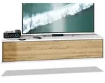 Vladon Lowboard, Eiche, Holzwerkstoff, 140x29x37 cm, Wohnzimmer, Wohnw&auml;nde,