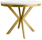 Mirjan24 Esstisch, Gold, Wei&szlig;, Metall, Rund,Rund, 120x76x120 cm, Esszimmer,...