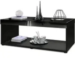 Vladon Couchtisch, Schwarz Hochglanz, Holzwerkstoff, 104x40.5x58 cm, Wohnzimmer,