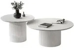 Lookway Couchtisch-Set, Wei&szlig;, Holzwerkstoff, 80x42x80 cm, Wohnzimmer,