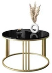 Lookway Couchtisch, Gold, Schwarz, Holzwerkstoff, Rund, 70x48x70 cm, Wohnzimmer,