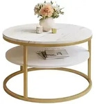 Lookway Couchtisch, Gold, Holzwerkstoff, Rund, 60x42x60 cm, Wohnzimmer,