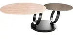 riess-ambiente Couchtisch, Braun, Braun, Bronze, Metall, Stein Optik, Rund,Rund,