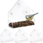 Relaxdays Fenstervogelfutterhaus, Transparent, Kunststoff, 15x15x7 cm,