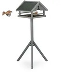 Relaxdays Vogelfutterhaus, Grau, Holz, Papier, 62x120x55 cm, Gartenzubeh&ouml;r,