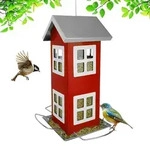 Relaxdays Vogelfutterhaus, Rot, Metall, 12x26x12 cm, Gartenzubeh&ouml;r, Gartenpflege,
