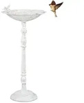 Relaxdays Vogeltr&auml;nke, Wei&szlig;, Metall, 37.5x74.5x35 cm, Gartenzubeh&ouml;r, Gartenpflege,