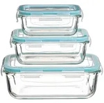 5five Simply Smart Frischhaltedosen-Set, Blau, Glas, 15.5x7.5x21.5 cm,