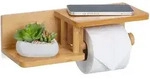 Relaxdays Toilettenpapierhalter, Hellbraun, Holz, Rechteckig, 31x9x12.5 cm,