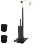 Relaxdays Wc-Garnitur, Schwarz, Metall, Holz, Kunststoff, Rechteckig, 18x67x21 cm,