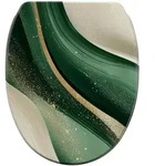 Sanilo Wc-Sitz, Gr&uuml;n, Holzwerkstoff, Grafikmuster, Oval, 37.7x5.5x48 cm,...