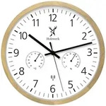 Holzwerk Wanduhr, Beige, Wei&szlig;, Schwarz, Holz, Glas, Metall, Holz Optik, Rund,