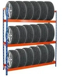 Proregal Reifenregal, Blau, Orange, Metall, Rechteckig, 180x200x45 cm, Freizeit,