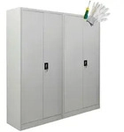 Proregal Fl&uuml;gelt&uuml;renschrank, Hellgrau, Metall, 160x180x40 cm, Arbeitszimmer,