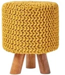 Homescapes Strick-Hocker, Currygelb, Textil, Uni, Rund, 32x42x32 cm, Wohnzimmer,
