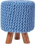 Homescapes Strick-Hocker, Blau, Textil, Uni, Rund, 32x42x32 cm, Wohnzimmer,...