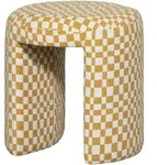 Livetastic Hocker Charlie, Gelb, Wei&szlig;, Textil, Karo, rund, 45x47x45 cm,...