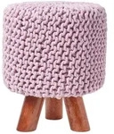 Homescapes Strick-Hocker, Rosa, Textil, Uni, Rund, 32x42x32 cm, Wohnzimmer,...